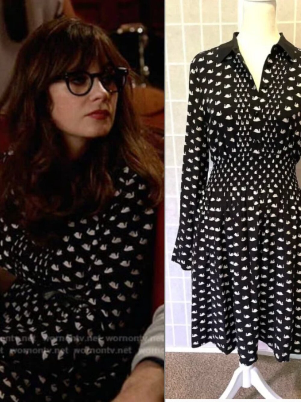 Kate Spade Swan Silk Shirt Dress M Novelty Print Quirky Preppy Dark Academia